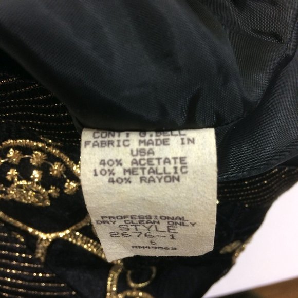Vintage Victor Costa Womens Black Gold Metallic Filigree Cocktail Party Dress 6 - Picture 9 of 10